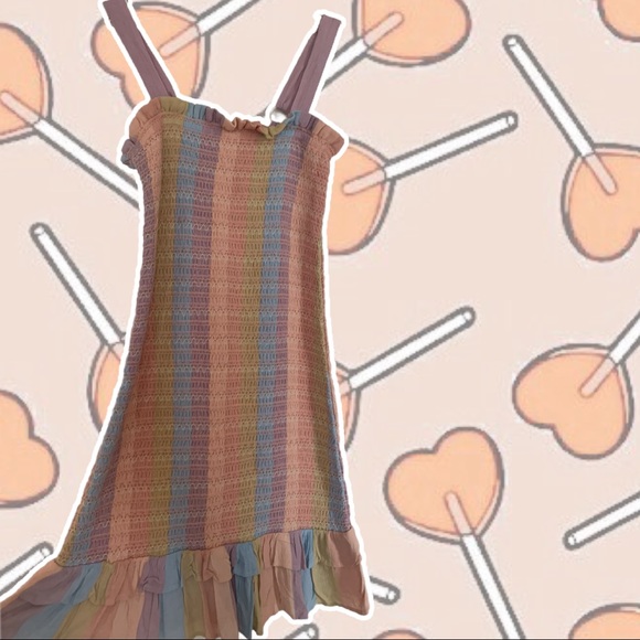 Pastel Rainbow Smocked Mini Dress